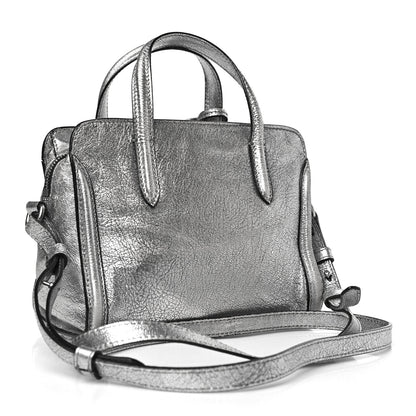 Alexander McQueen Metallic Pebbled Calfskin Mini Padlock Tote Silver 3 of 8