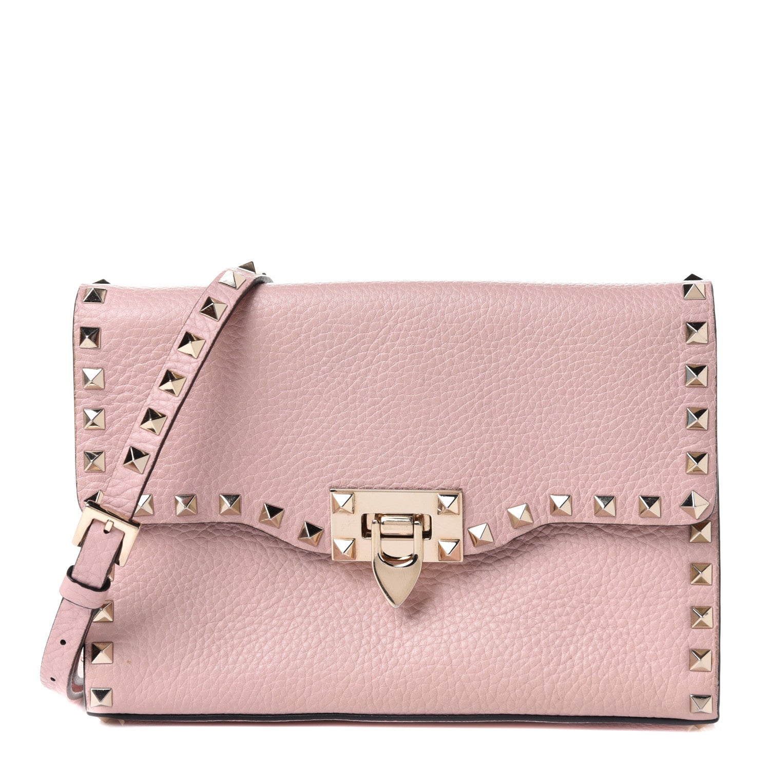 Valentino Garavani Pebbled Calfskin Medium Rockstud Flip Lock Crossbody Bag Loto 1 of 9
