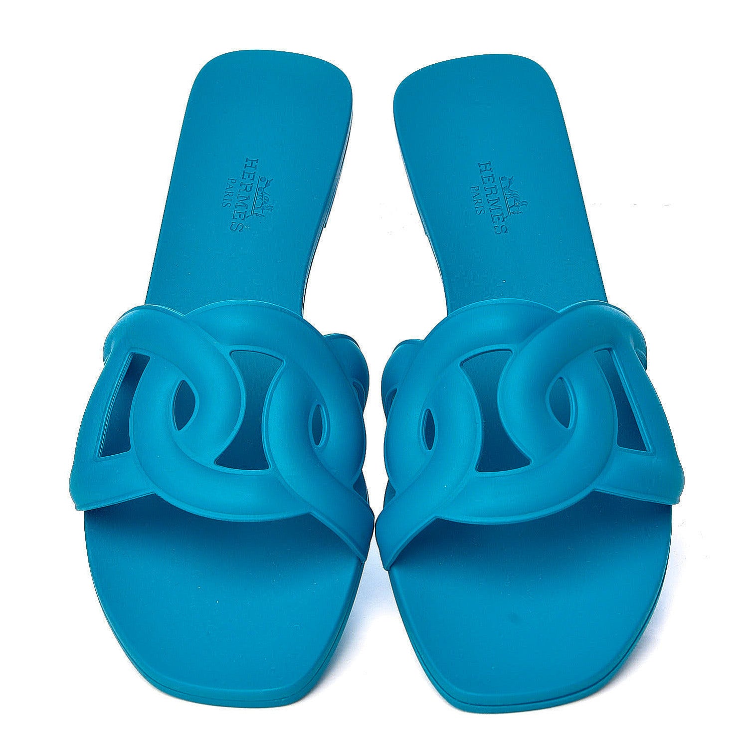 Hermes Rubber Aloha Sandals 38 Bleu Vif 5 of 7