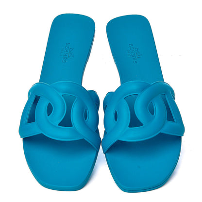 Hermes Rubber Aloha Sandals 38 Bleu Vif 5 of 7