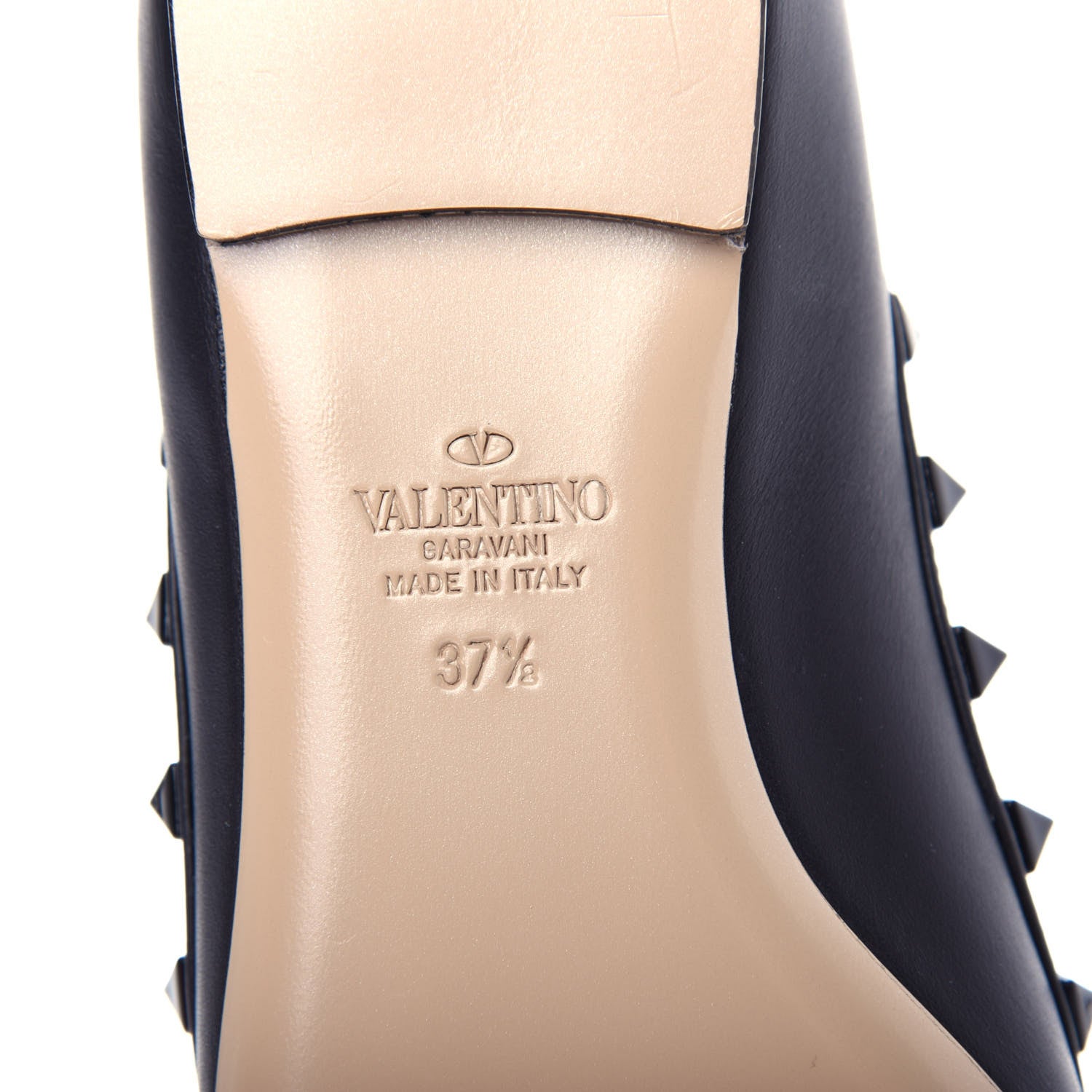 Valentino Garavani Calfskin Lacquered Monochrome Rockstud Ballerina Flats 37.5 Black 9 of 11