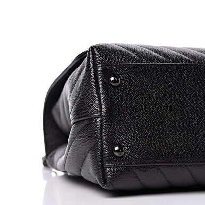 Chanel Caviar Chevron Quilted Small Coco Handle Flap So Black 8 of 9