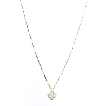 Van Cleef & Arpels 18K Yellow Gold Mother of Pearl Sweet Alhambra Pendant Necklace 1 of 8