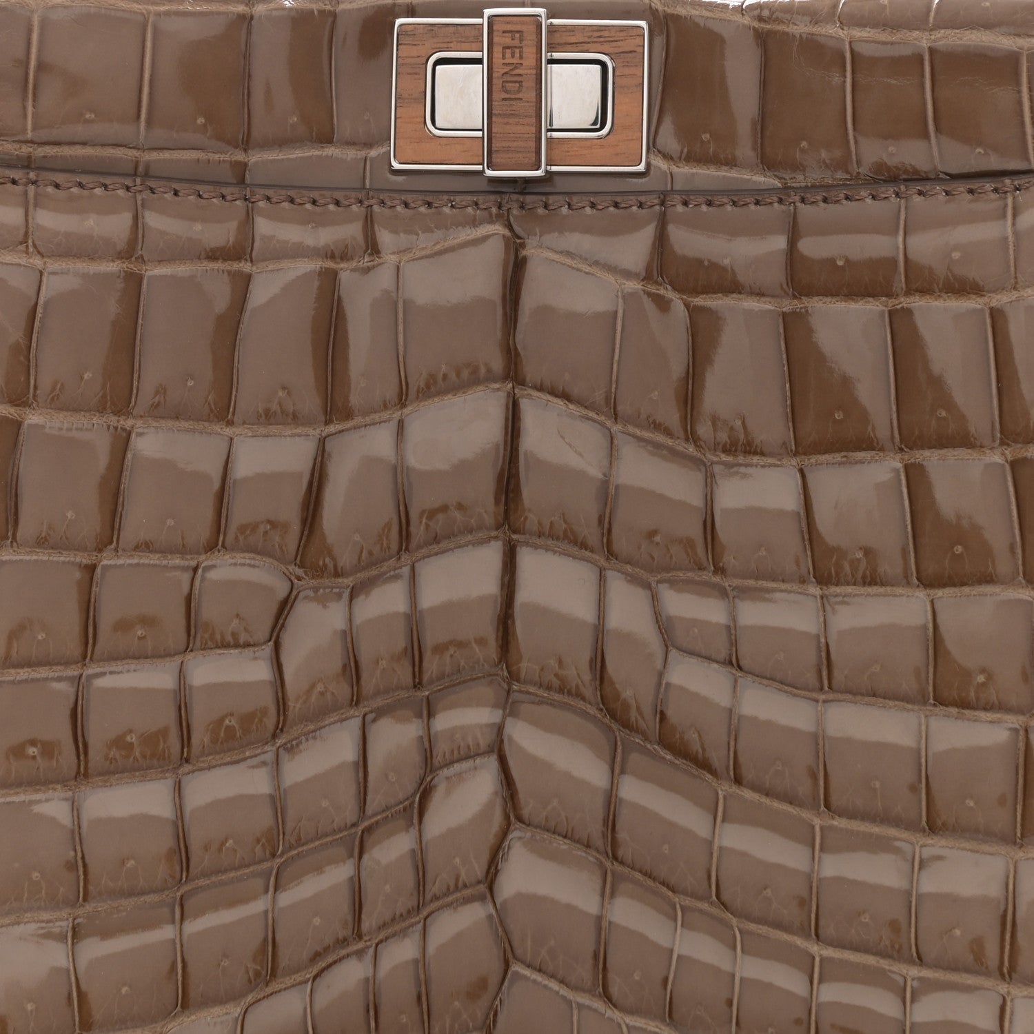 Fendi Crocodile Mini Peekaboo Iconic Satchel Brown 8 of 9