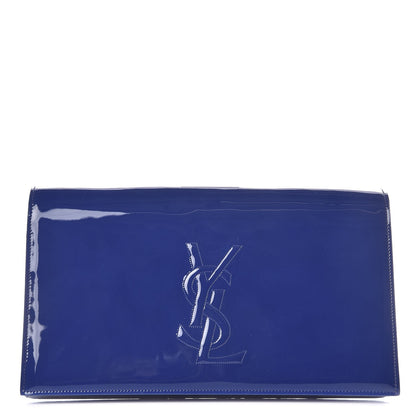 Saint Laurent Patent Calfskin Monogram Large Belle De Jour Clutch Royal Blue 1 of 7