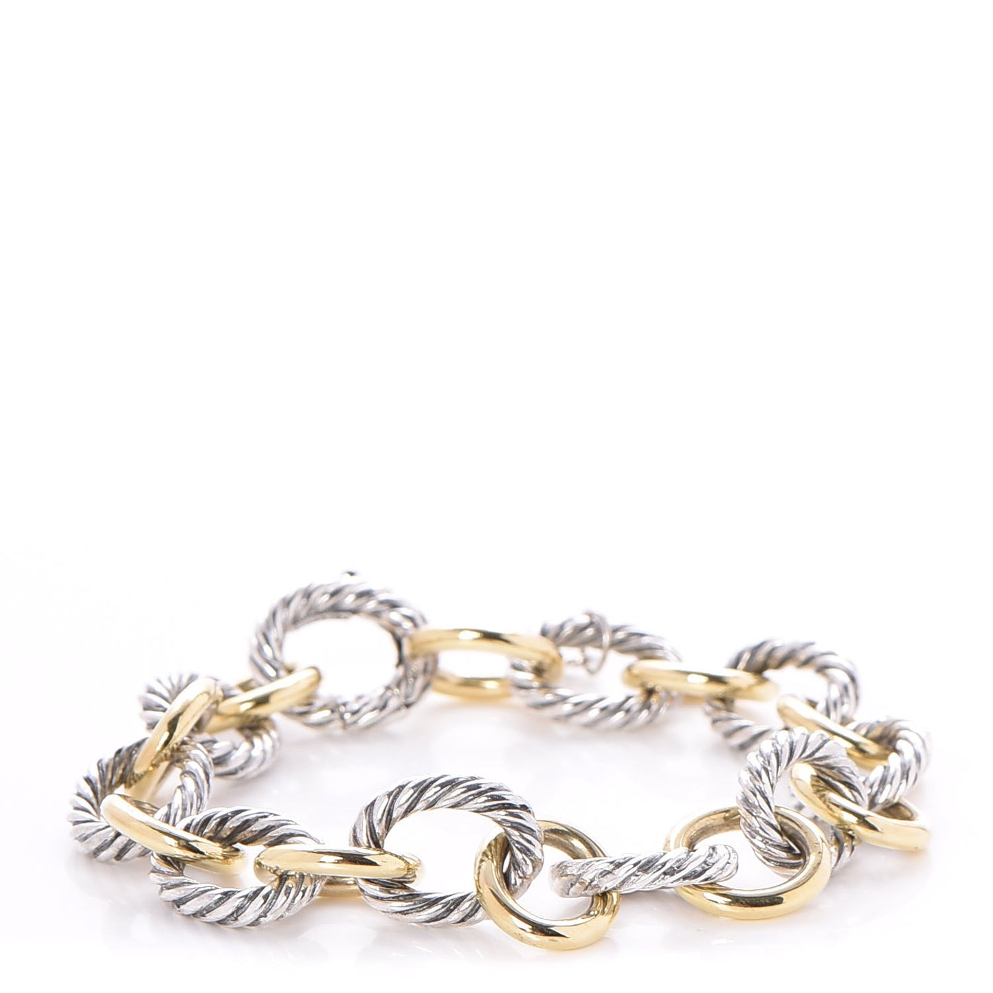 Sterling Silver 18K Yellow Gold 10mm Medium Oval Link Bracelet
