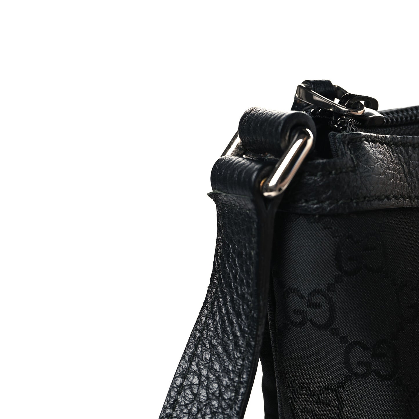 Denim Monogram Large Half Moon Hobo Black