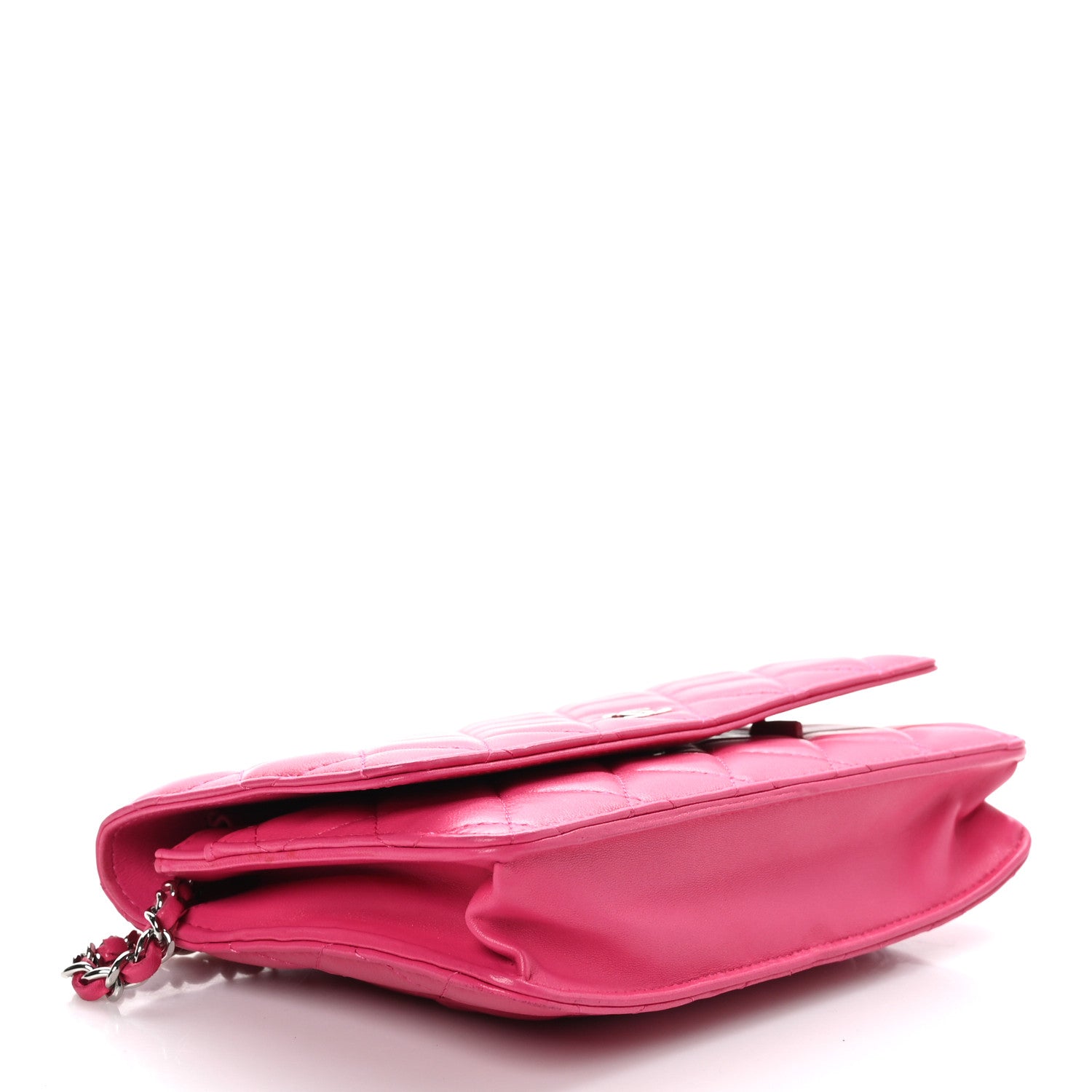 Chanel Lambskin Quilted Wallet On Chain WOC Dark Pink 4 of 11