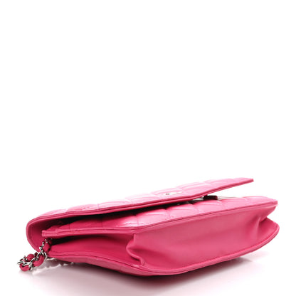 Chanel Lambskin Quilted Wallet On Chain WOC Dark Pink 4 of 11