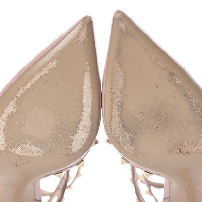 Valentino Garavani Pebbled Calfskin Rockstud Ankle Strap Low Heel Pumps 37.5 Poudre 11 of 12