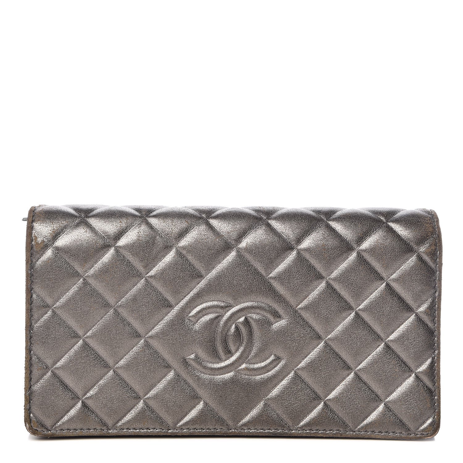 Chanel Calfskin Quilted Large Diamond CC Flap Wallet Dark Silver 1 of 19