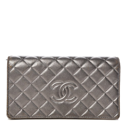 Chanel Calfskin Quilted Large Diamond CC Flap Wallet Dark Silver 1 of 19