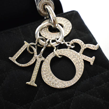 Christian Dior Satin Swarovski Crystal Cannage Mini Lady Dior Black 7 of 11