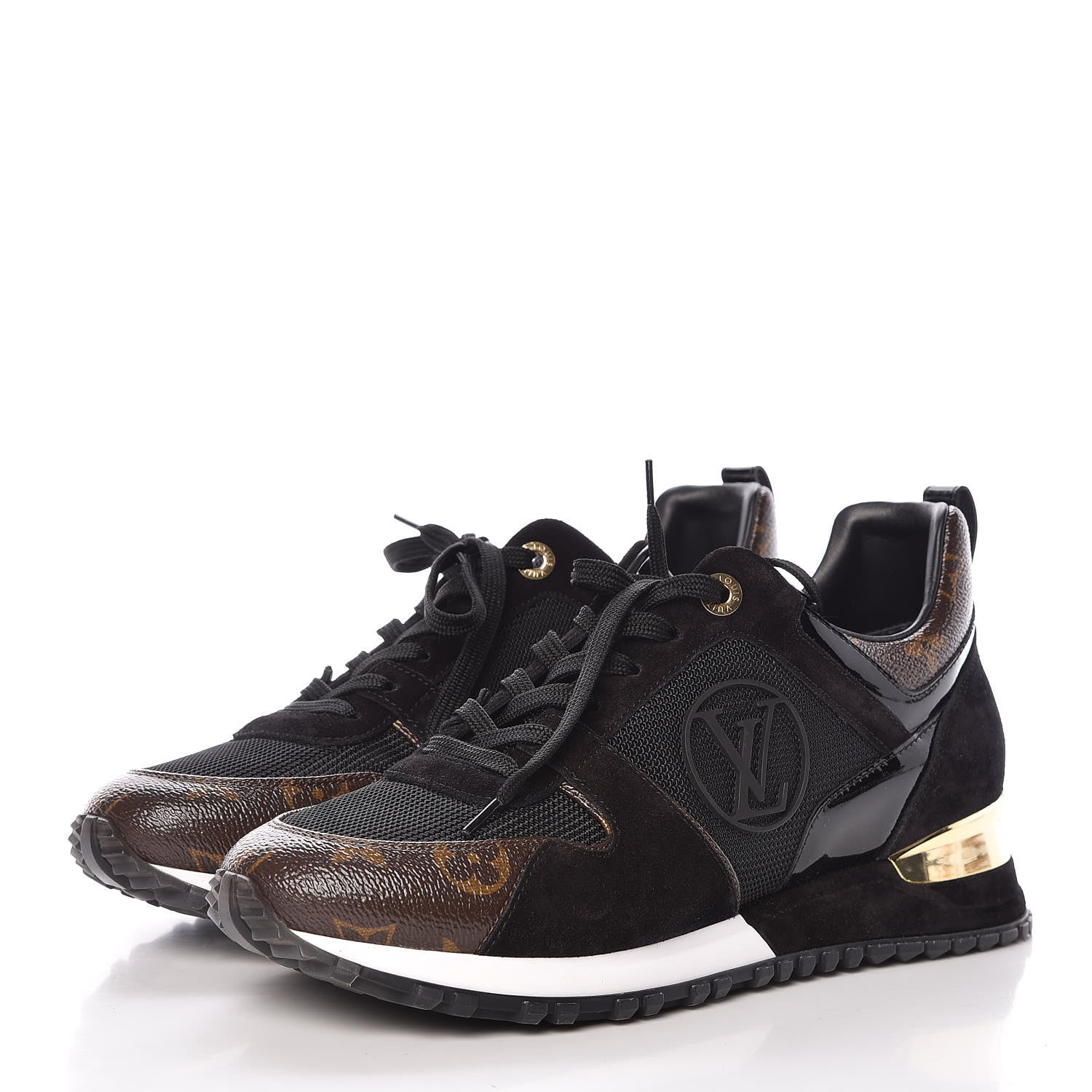 Louis Vuitton Suede Monogram Run Away Sneakers 38.5 Black 3 of 7