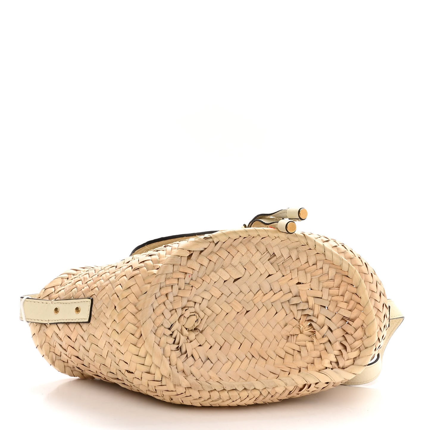 Raffia Calfskin Marcie Basket White