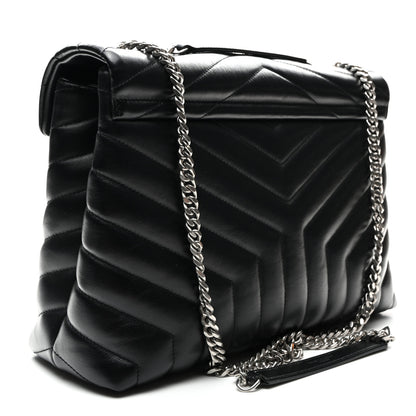 Saint Laurent Calfskin Y Quilted Monogram Medium Loulou Chain Satchel Black 3 of 9
