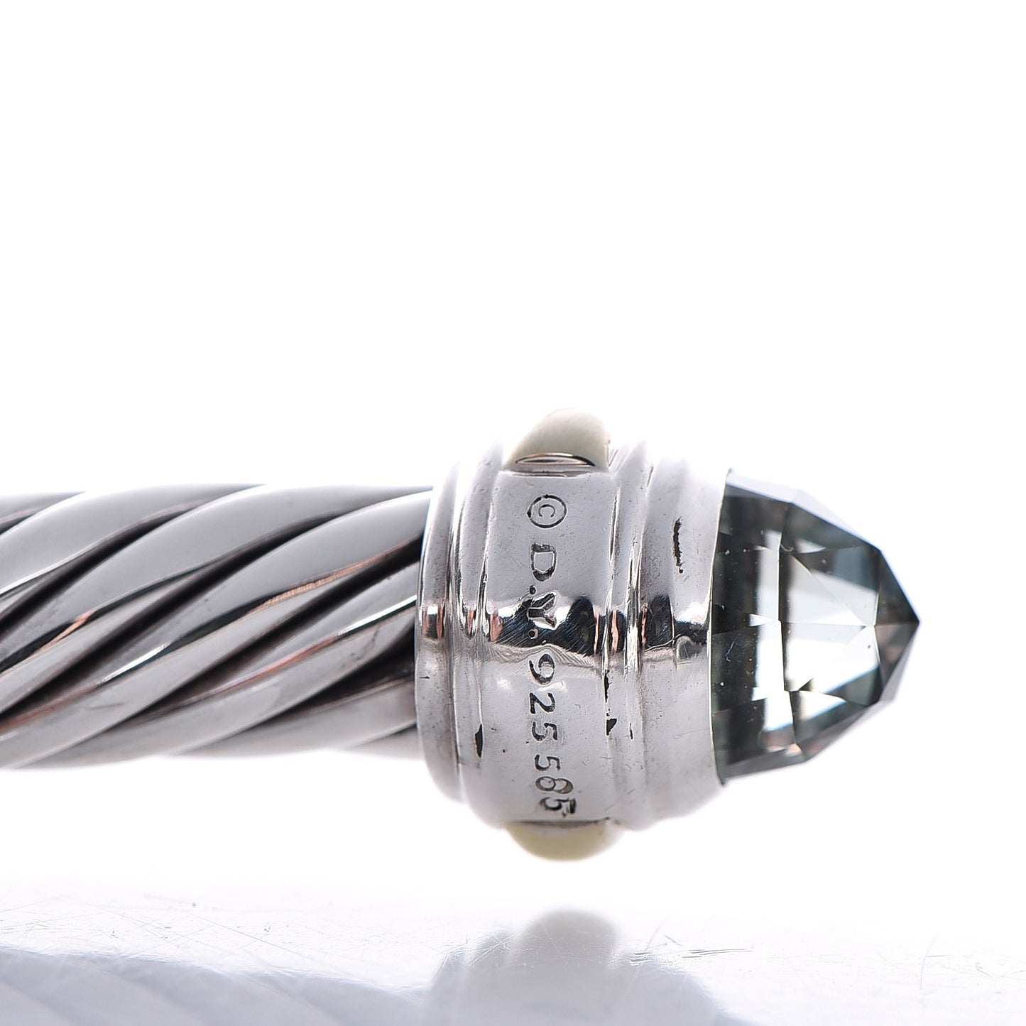 Sterling Silver 14K Yellow Gold Prasiolite 7mm Cable Classics Bracelet