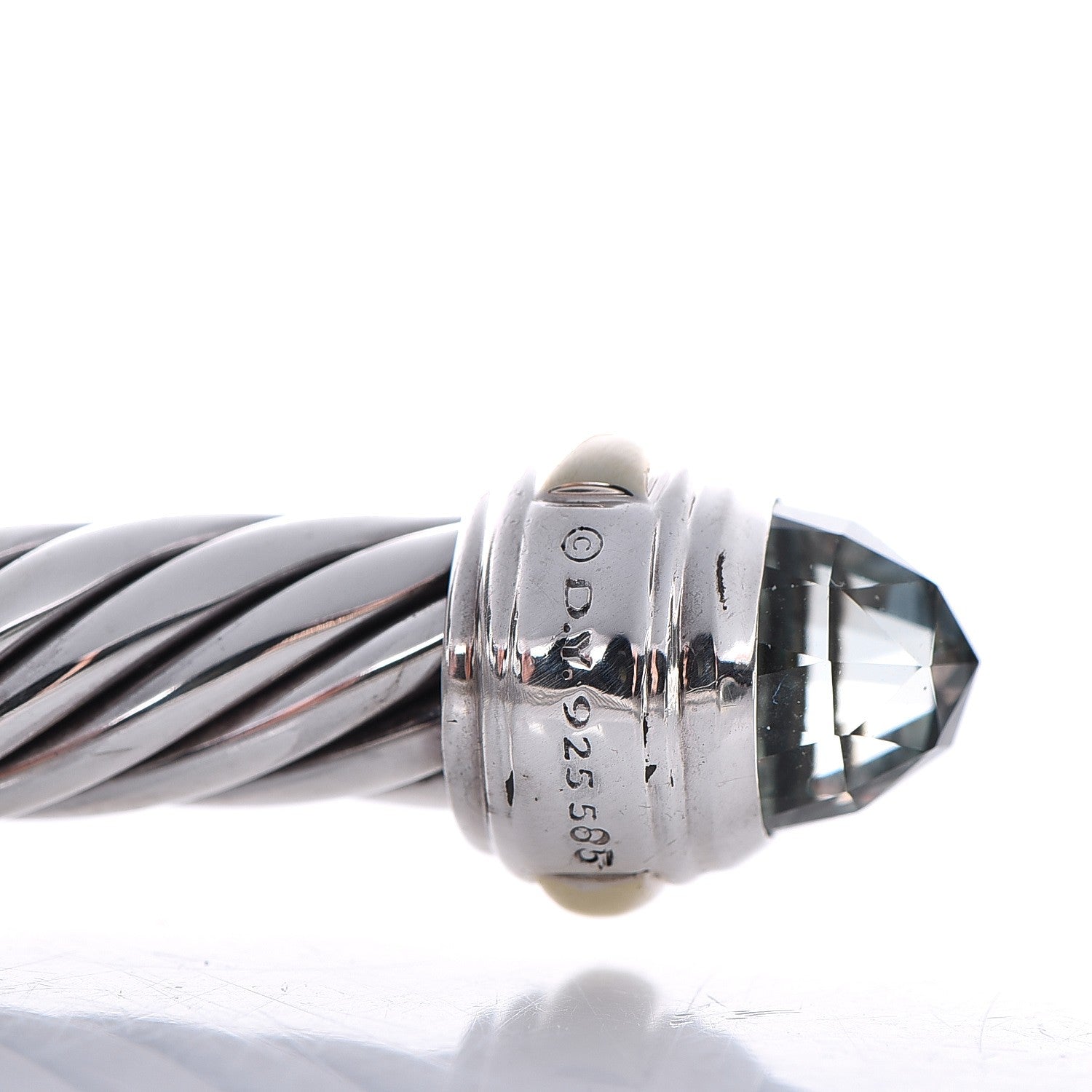 David Yurman Sterling Silver 14K Yellow Gold Prasiolite 7mm Cable Classics Bracelet 5 of 6