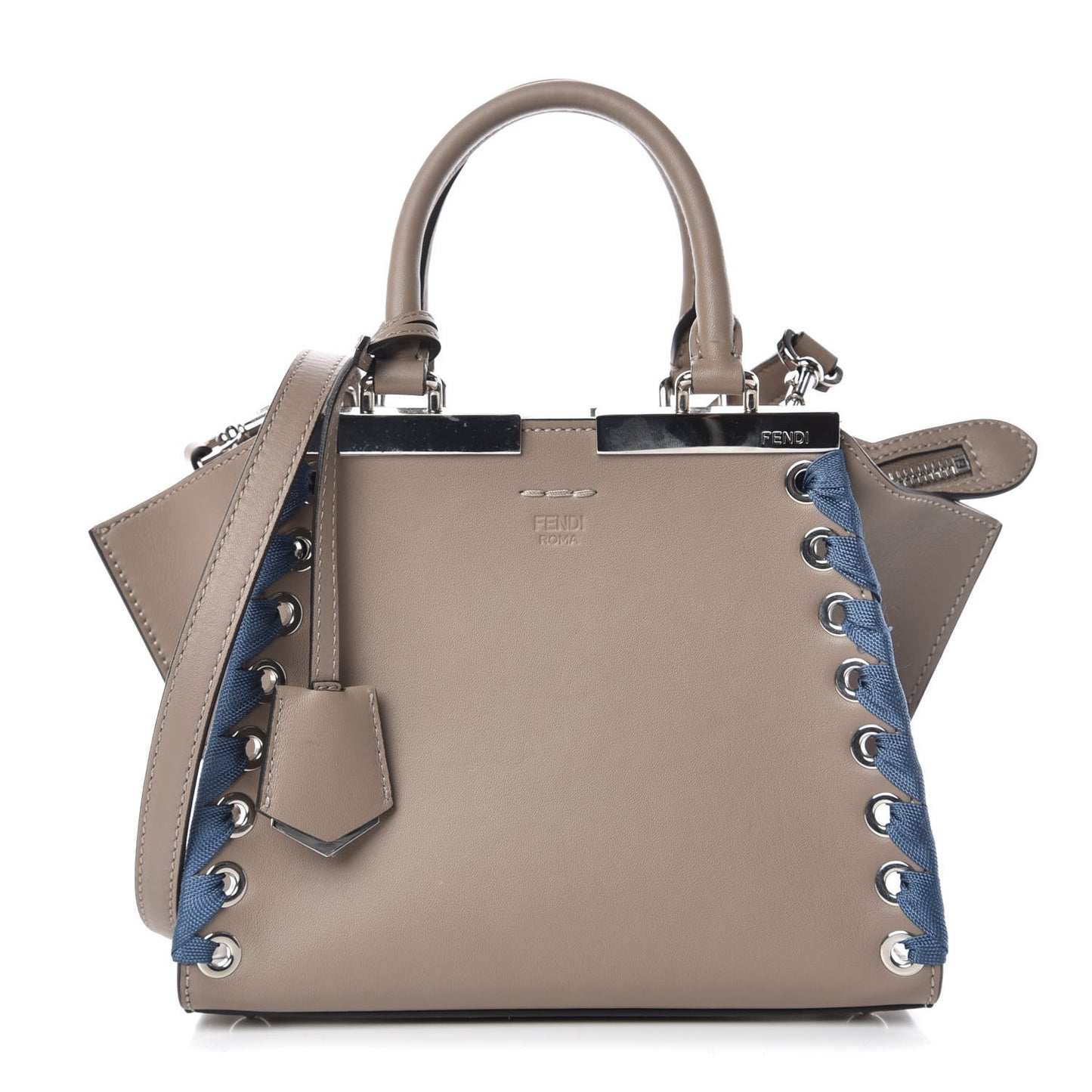 Vitello Dolce Ribbon Lace Up Mini 3Jours Tote Tortora Ceruleo