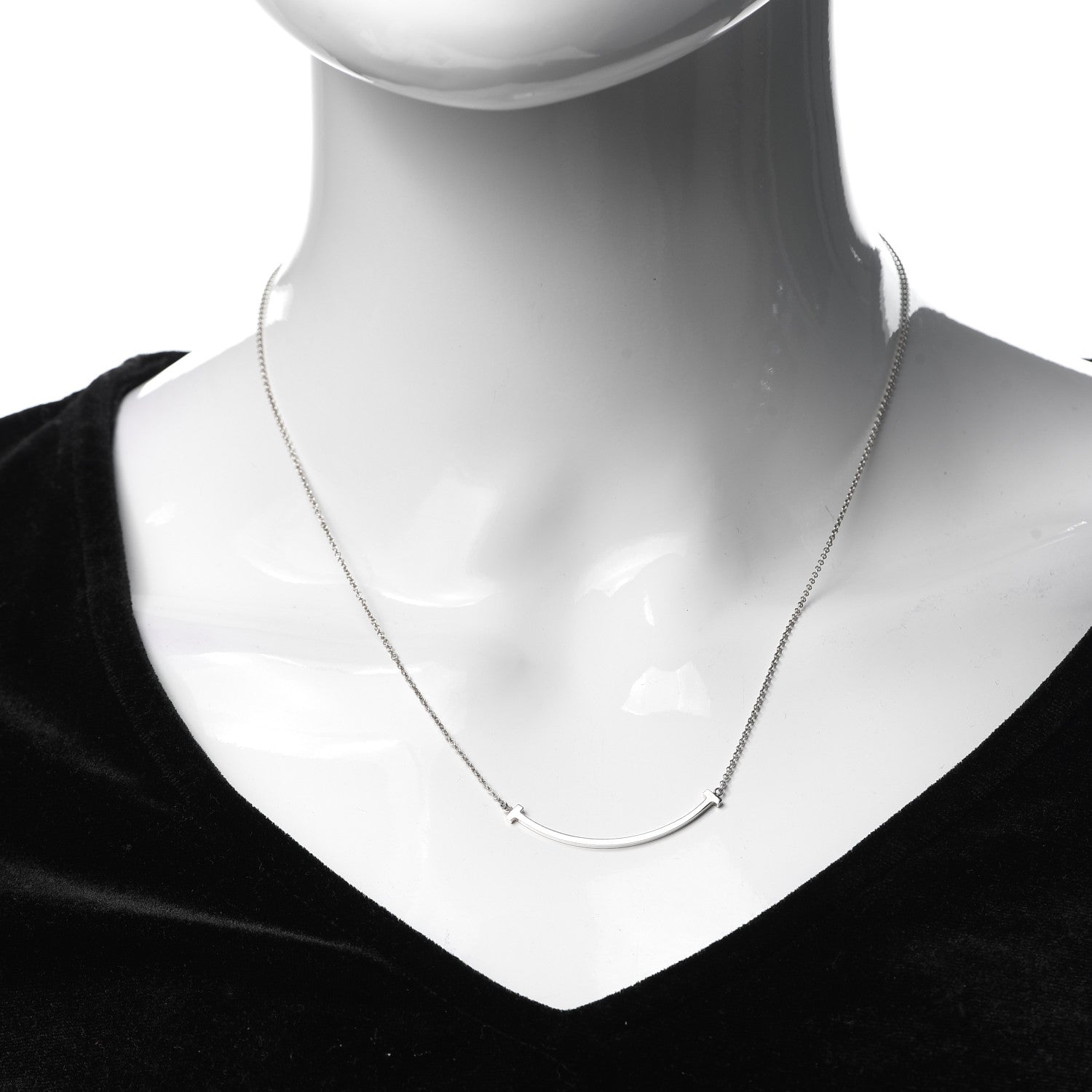 Tiffany Sterling Silver Small T Smile Pendant Necklace 2 of 6