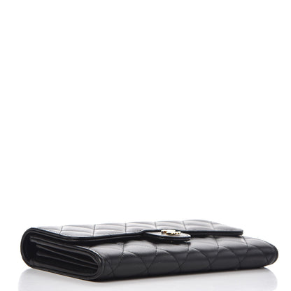 Chanel Lambskin Quilted Large Gusset Flap Wallet Black 4 of 9