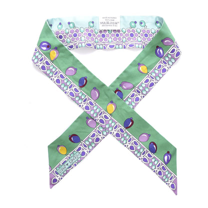 Hermes Silk Parures Des Maharajas Twilly Emeraude Mauve Vert 1 of 3