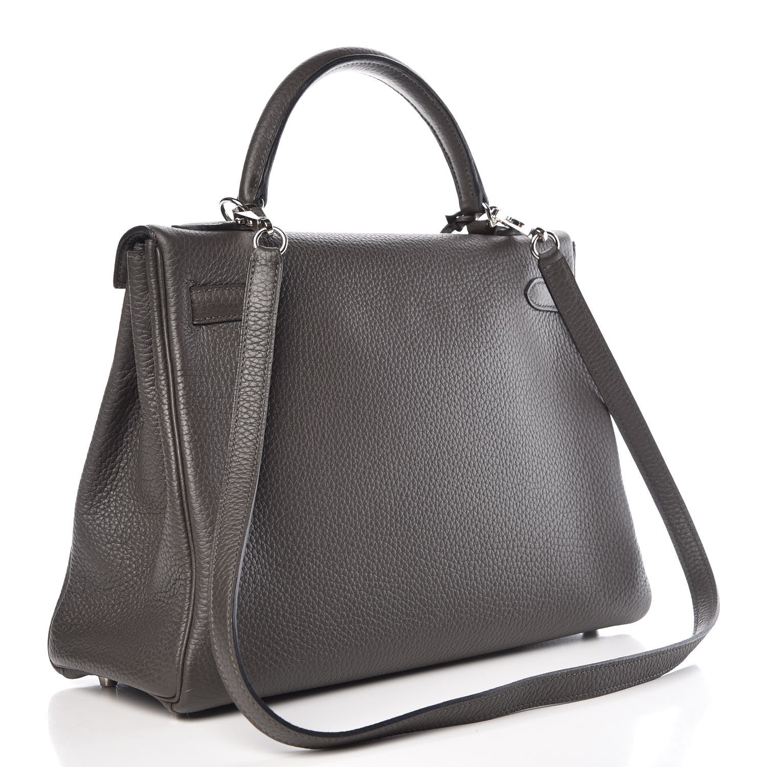 Hermes Taurillon Clemence Horseshoe Kelly Retourne 32 Graphite Tosca 4 of 41
