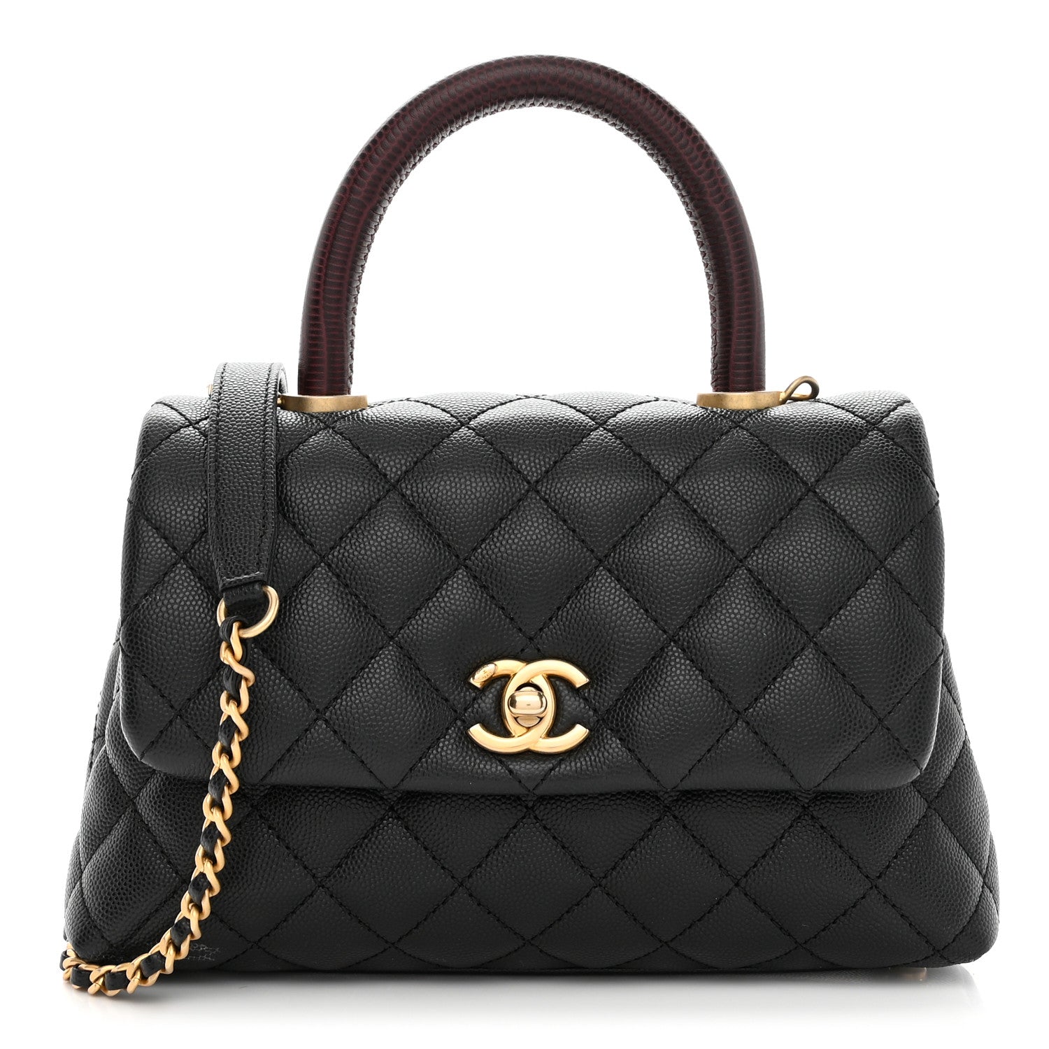 Chanel Caviar Lizard Embossed Quilted Mini Coco Handle Flap Black 1 of 11