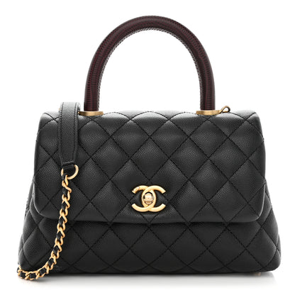 Chanel Caviar Lizard Embossed Quilted Mini Coco Handle Flap Black 1 of 11