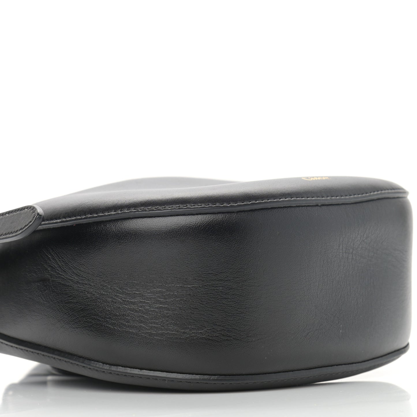 Small Grain Calfskin Kiss Bag Black
