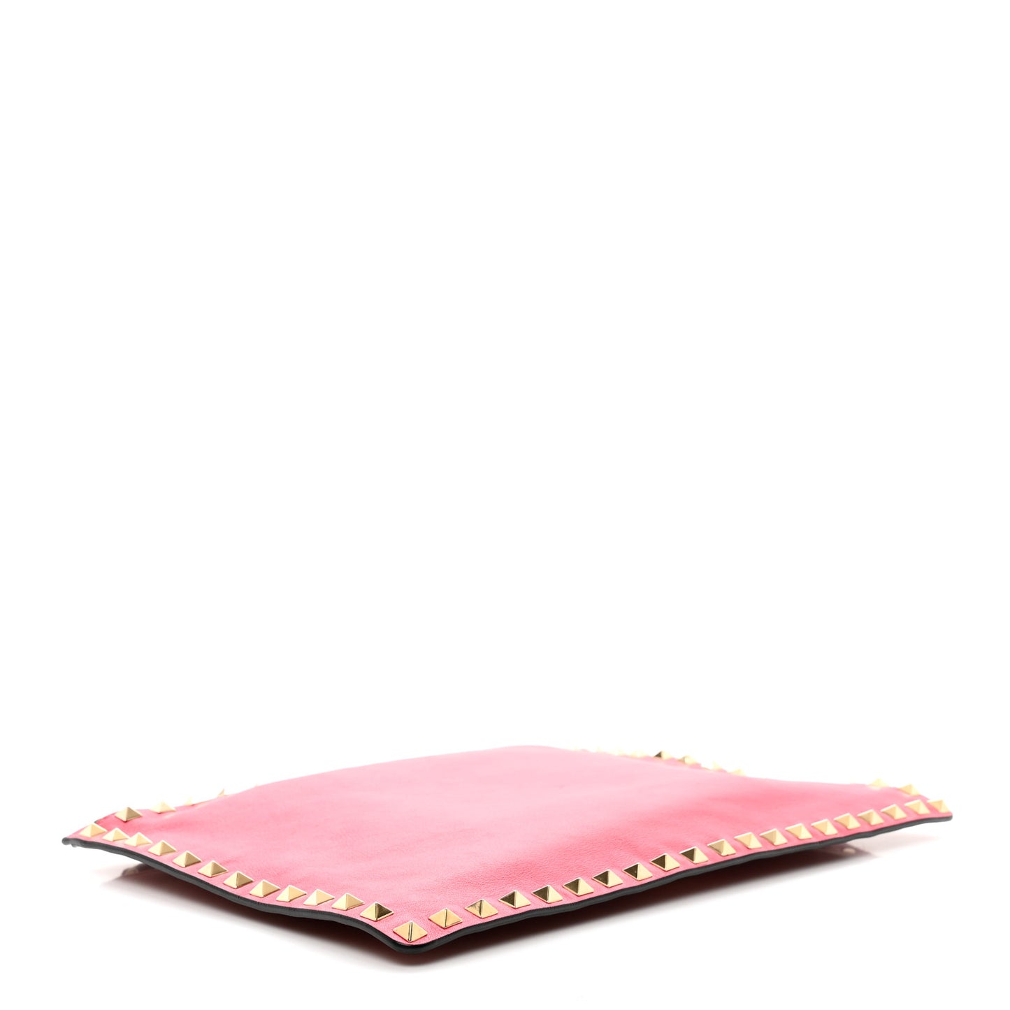 Vitello Large Rockstud Zip Pouch Deep Rose Clover Grey Scarlet