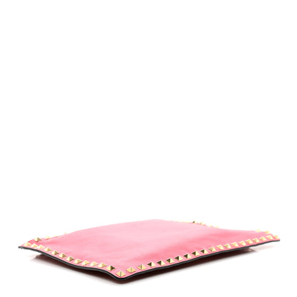 Valentino Garavani Vitello Large Rockstud Zip Pouch Deep Rose Clover Grey Scarlet 4 of 6