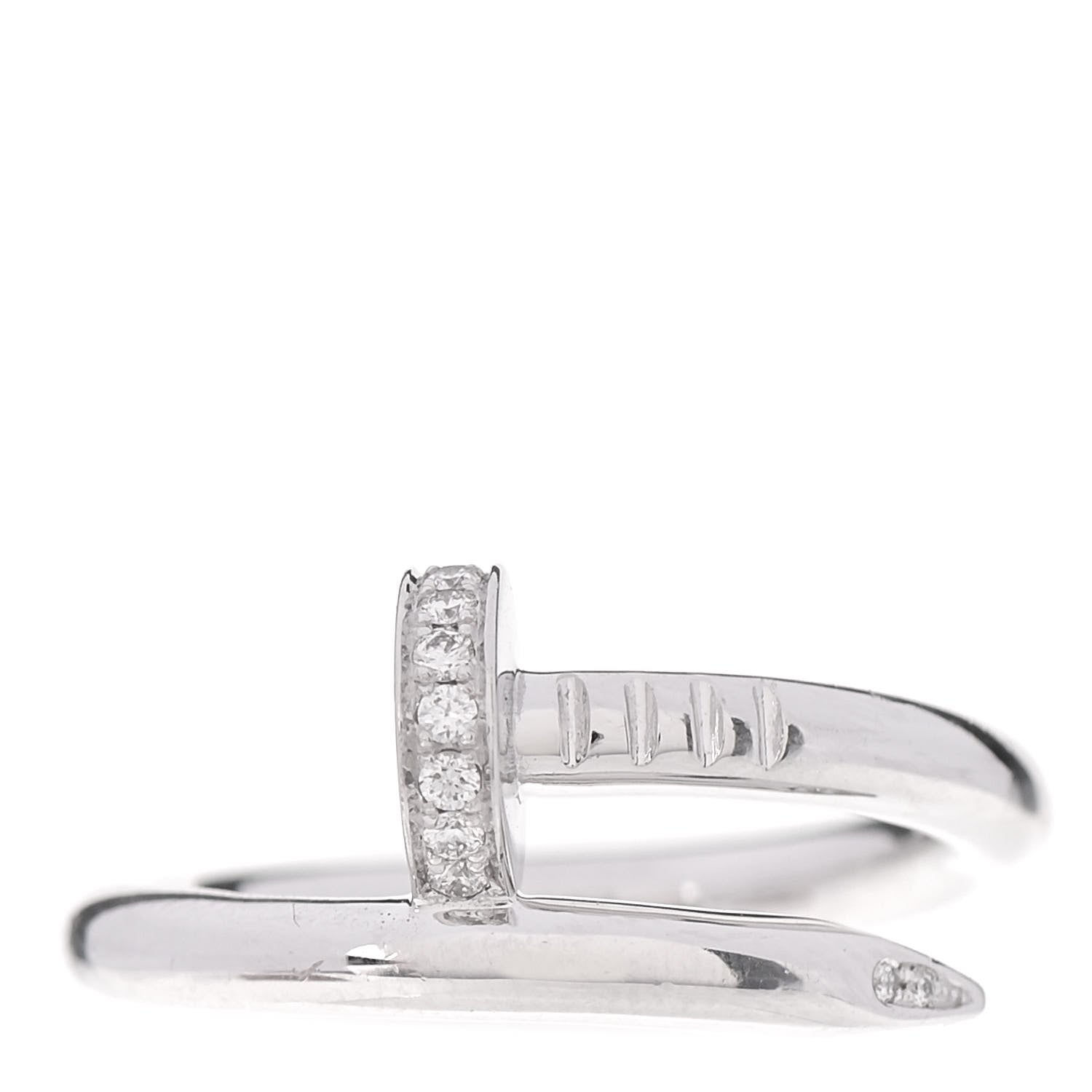 Cartier 18K White Gold Diamond Juste Un Clou Ring 53 6.25 1 of 5