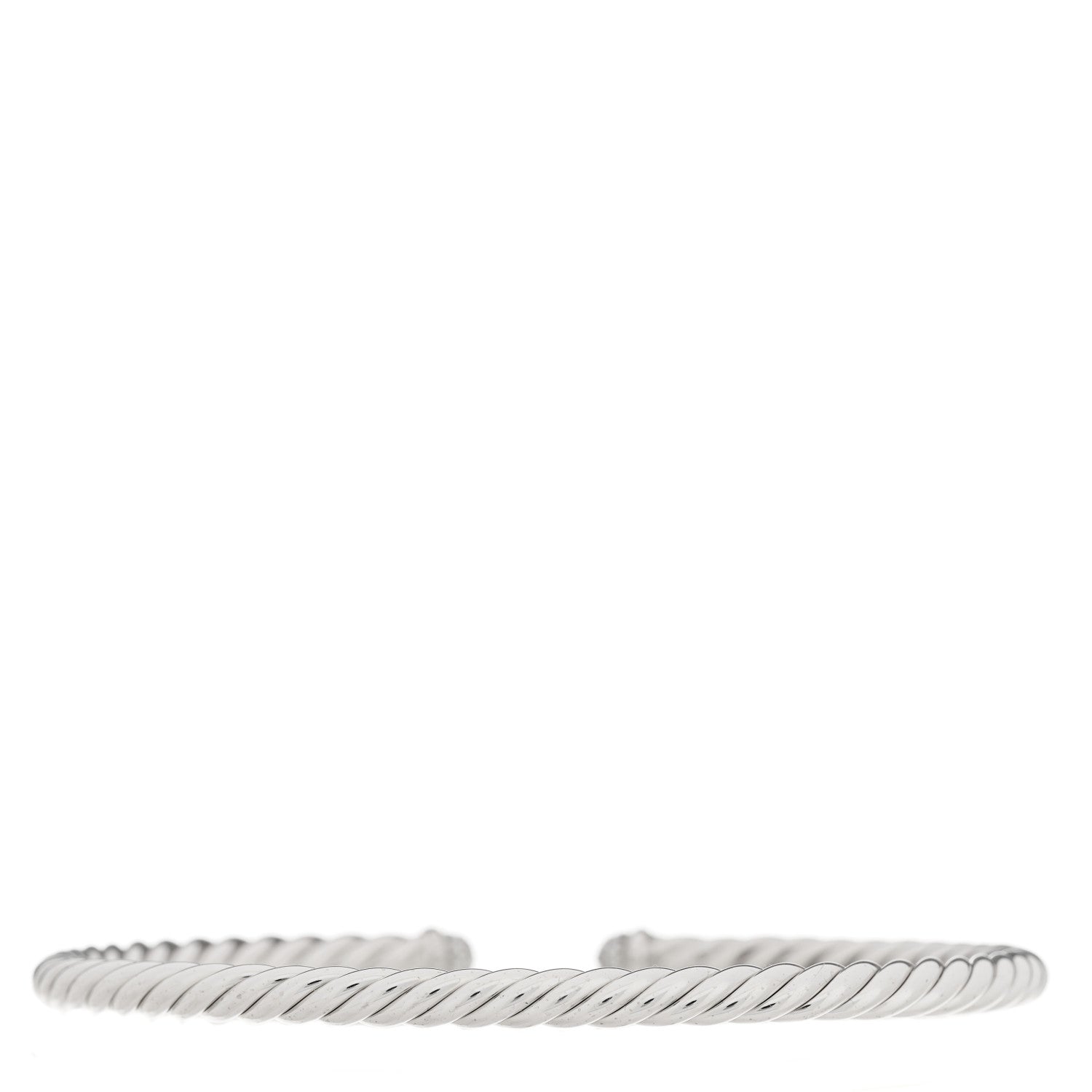 David Yurman 18K White Gold Diamond 4mm Cable Flex Cuff Bracelet 2 of 4