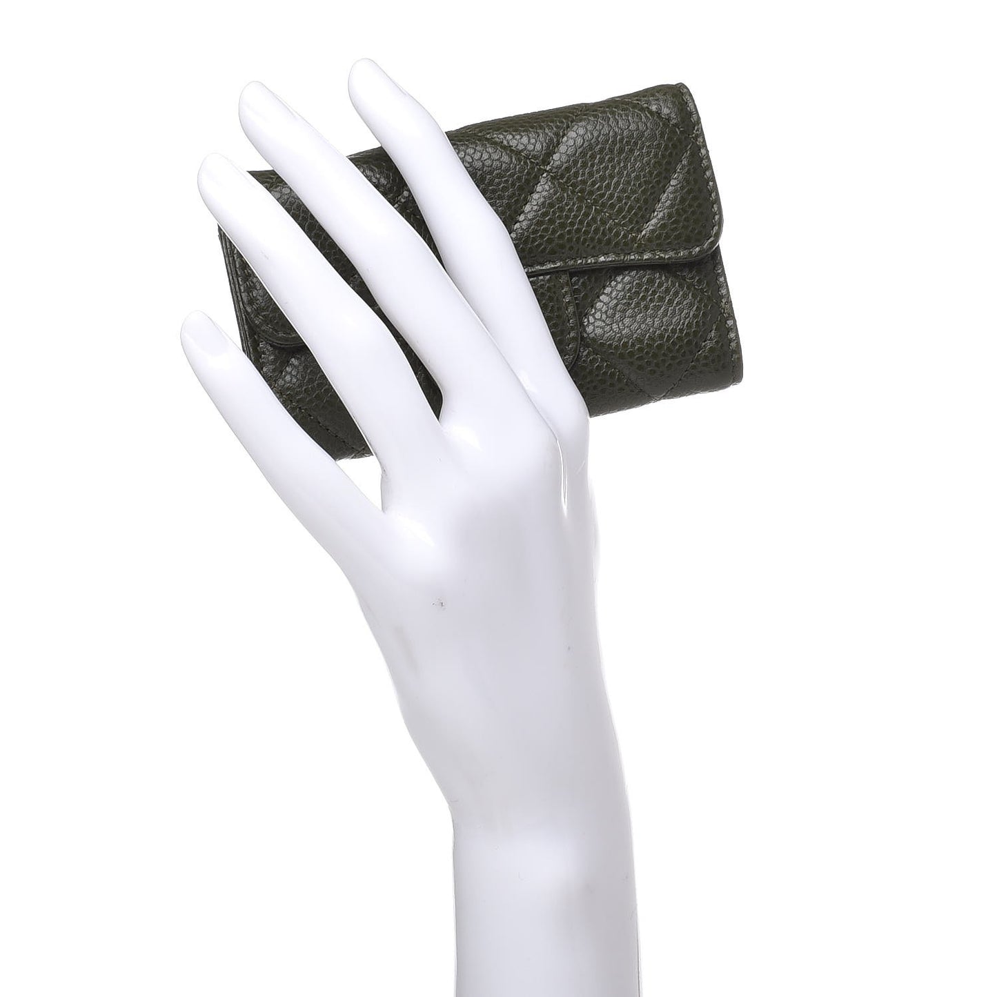 Caviar Quilted 6 Key Holder Green