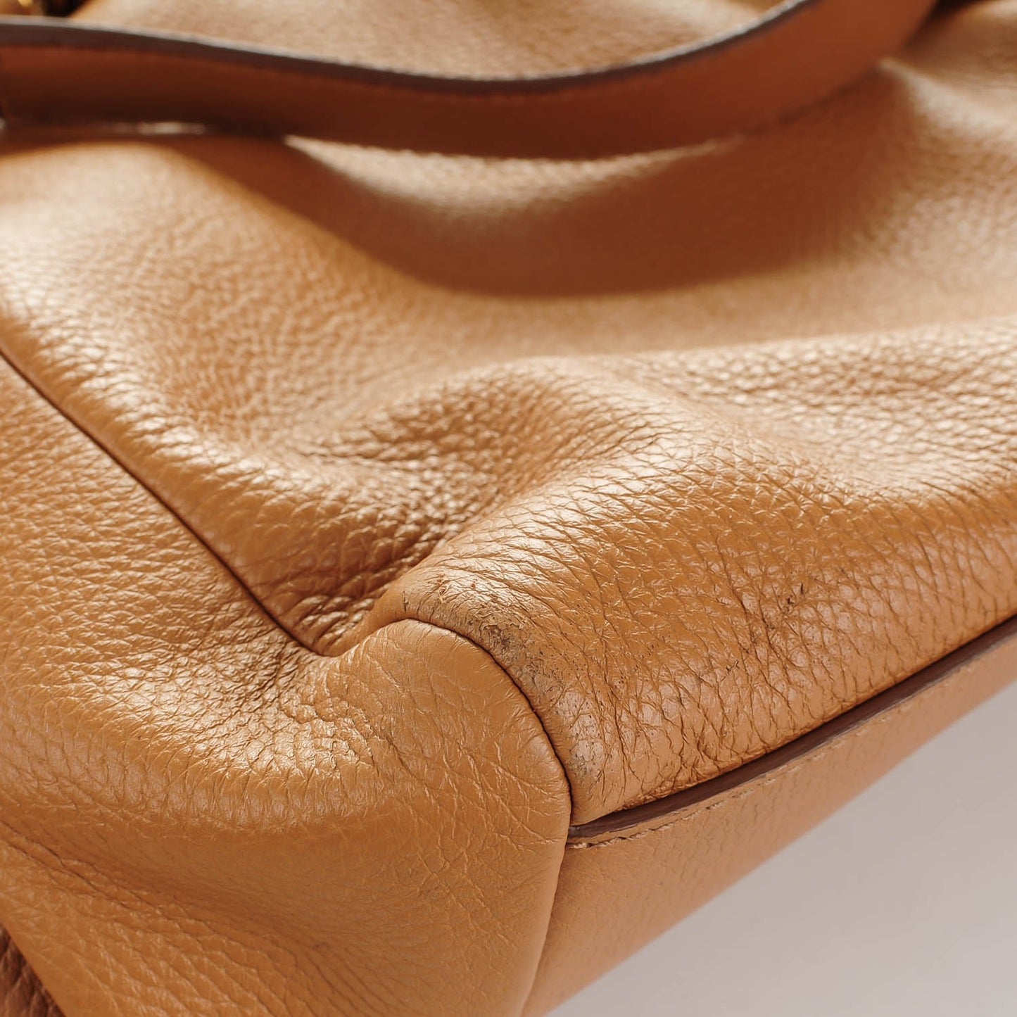 Grained Deerskin Large Miss Sicily Satchel Camel