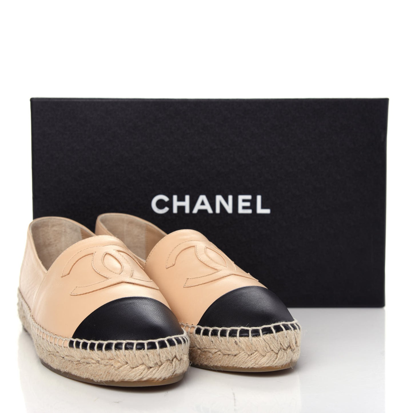 Lambskin CC Espadrilles 38 Beige Black