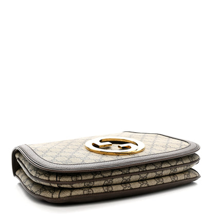 Gucci GG Supreme Monogram Textured Dollar Calfskin Web Medium Blondie Top Handle Shoulder Flap Bag Beige Ebony New Acero 4 of 10