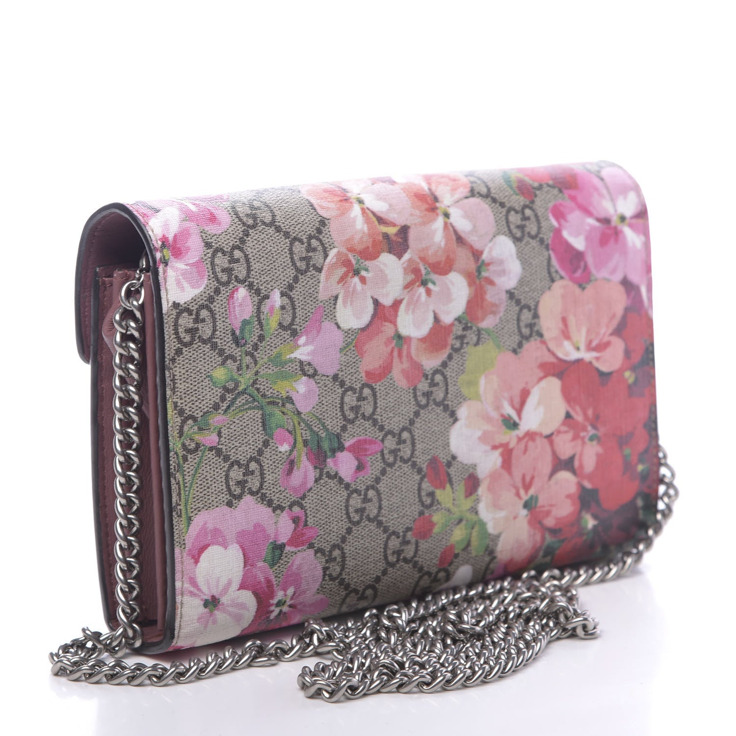 Gucci GG Supreme Monogram Blooms Mini Dionysus Chain Wallet Beige Multicolor Dry Rose 3 of 11