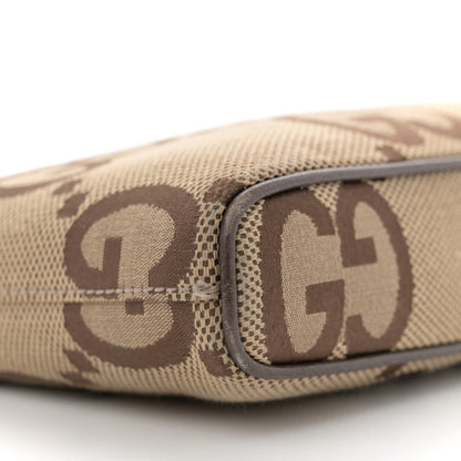 Gucci Monogram Jumbo GG Textured Dollar Calfskin Web Wristlet Messenger Bag Camel Ebony New Acero 9 of 12
