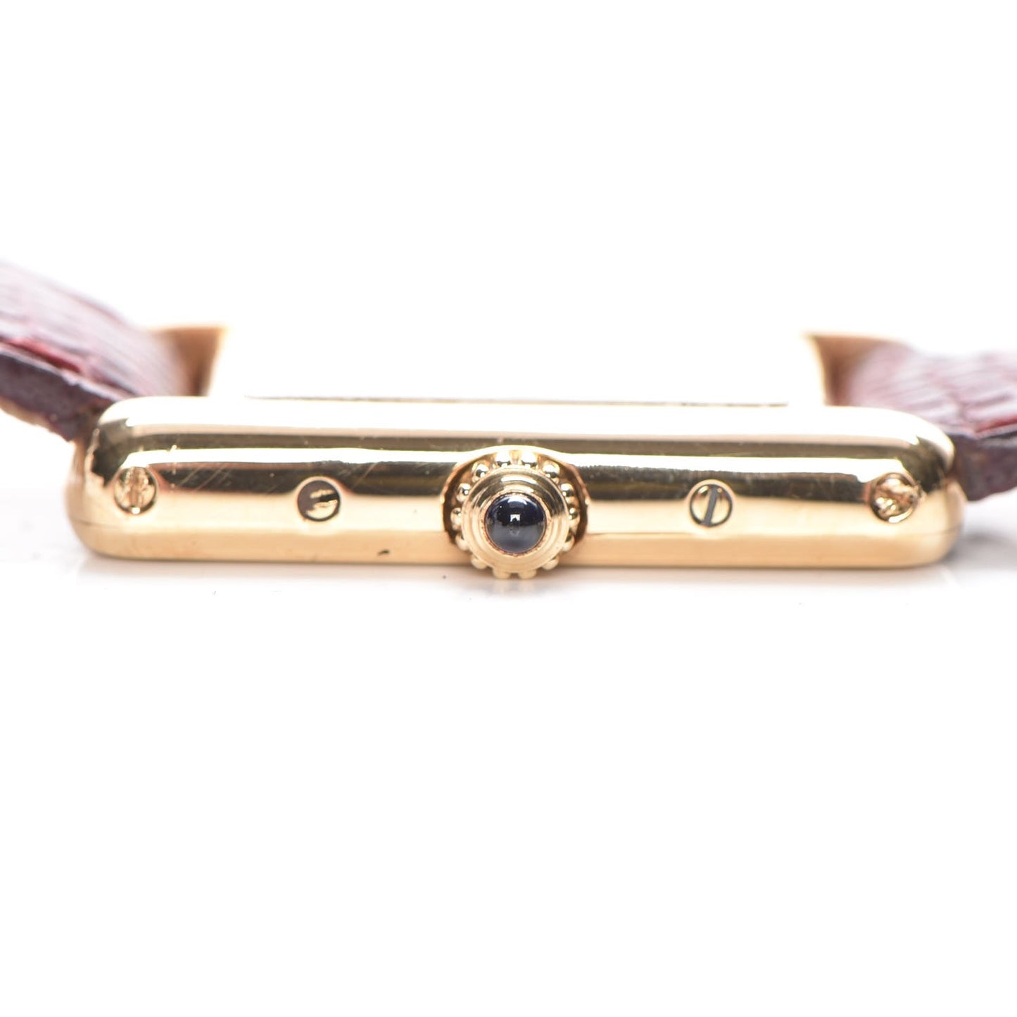 Sterling Silver Vermeil Lizard 20mm Must de Cartier Tank Quartz Watch Red