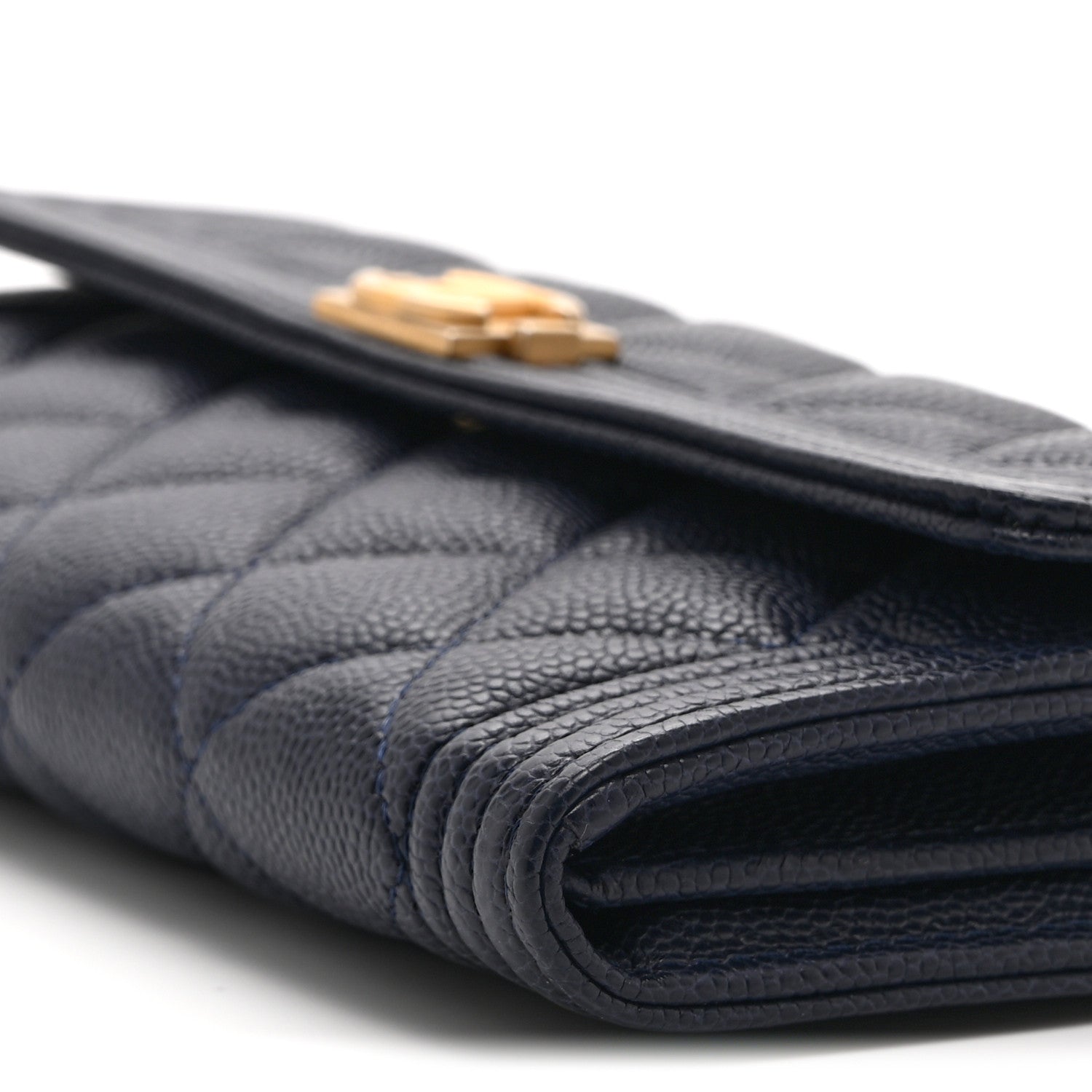 Chanel Caviar Quilted Large Boy Gusset Flap Wallet Blue 11 of 11