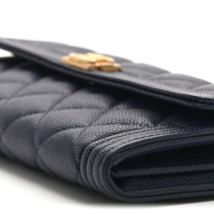 Chanel Caviar Quilted Large Boy Gusset Flap Wallet Blue 11 of 11