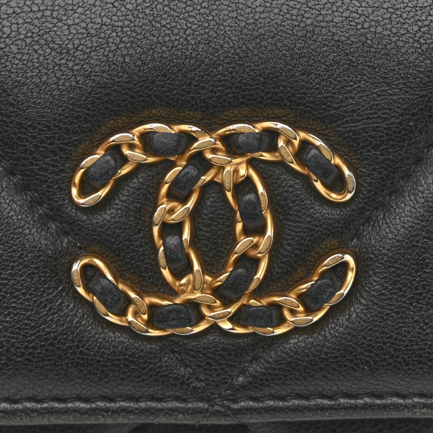 Chanel Shiny Goatskin Quilted Chanel 19 Flap Wallet Black 12 of 13