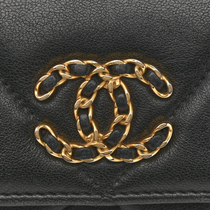 Chanel Shiny Goatskin Quilted Chanel 19 Flap Wallet Black 12 of 13