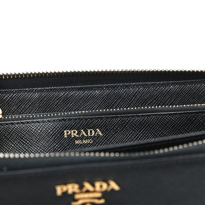 Prada Saffiano Metal Zip Around Wallet Black 6 of 9
