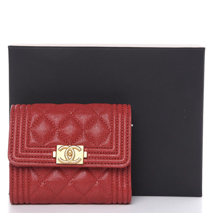 Chanel Caviar Quilted Compact Boy Wallet Red 8 of 8