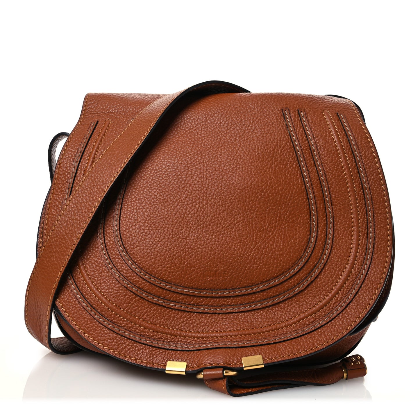 Calfskin Medium Marcie Round Crossbody Bag Tan