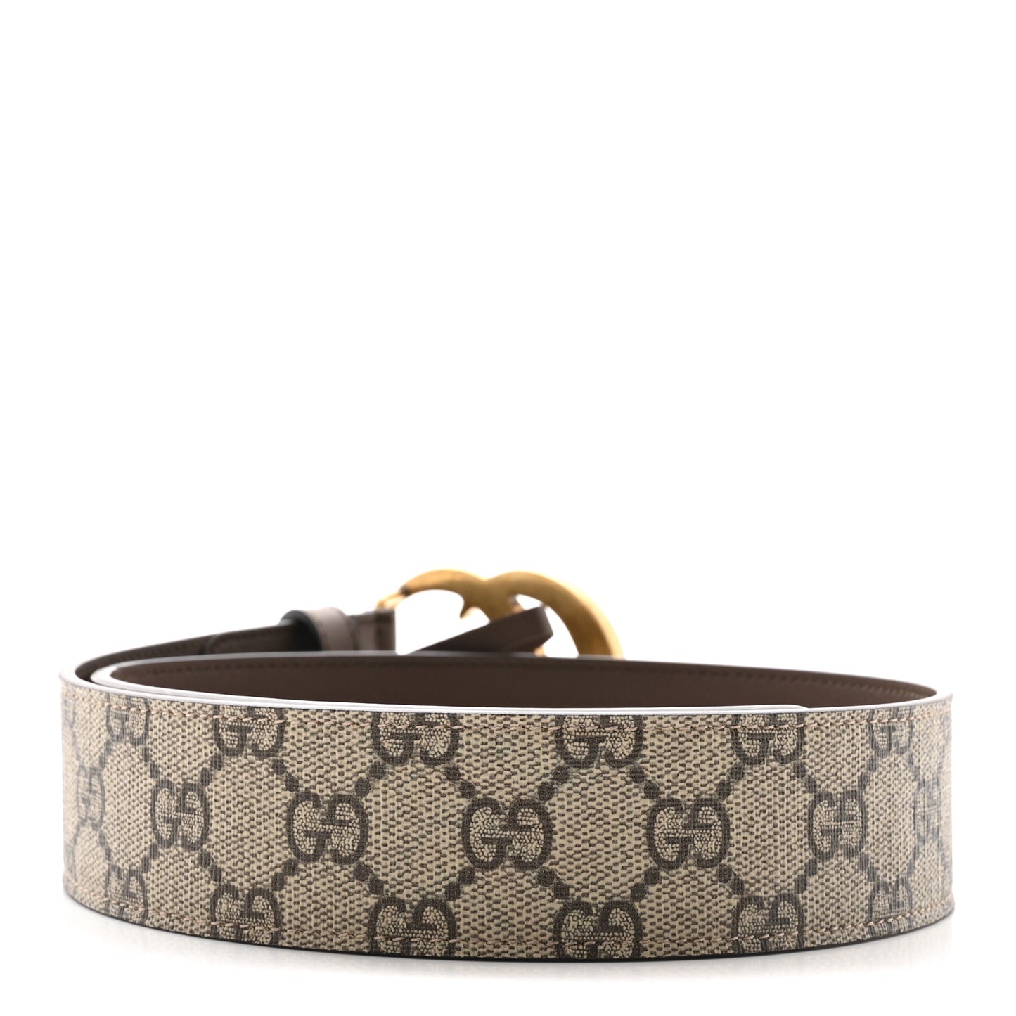 GG Supreme Monogram Matte Plutone Calfskin Double G 40mm Belt 75 30 Beige Ebony New Acero