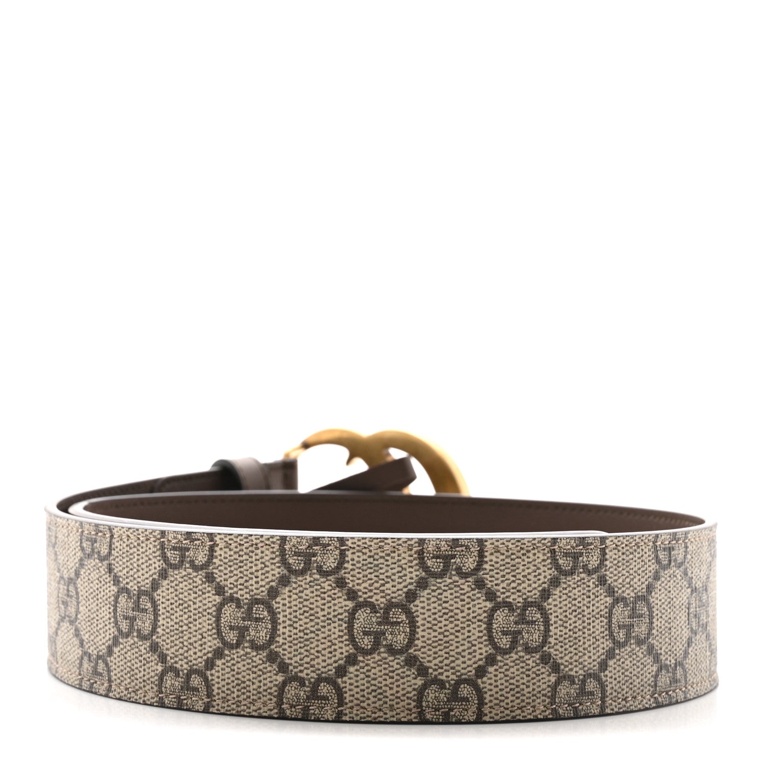 Gucci GG Supreme Monogram Matte Plutone Calfskin Double G 40mm Belt 75 30 Beige Ebony New Acero 2 of 6